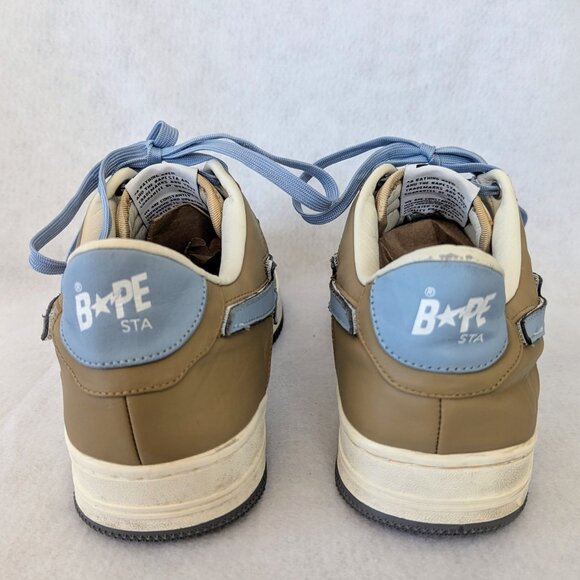 A Bathing Ape Bape Sta Low #4 Beige Sky Blue Men's Size 12 with Box - Picture 7 of 10